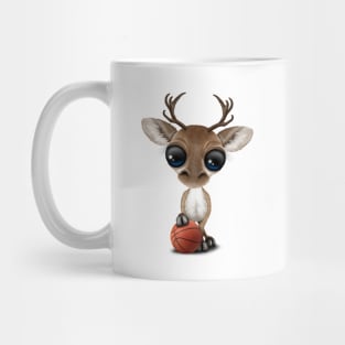Cute Baby Reindeer Playing With Basketball Mug